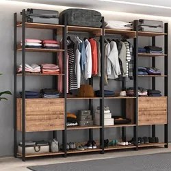 Closet 4 Gavetas 2 Cabideiros Estilo Industrial Chess F04 Preto/Solanu