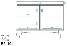 Armário Buffet Balcão Bpi 101 - Branco Castanho Pinus