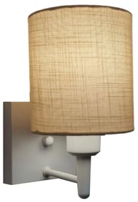 Arandela Quadrada Md-2033 Branco Cúpula em Tecido Cilíndrica Palha - Bivolt