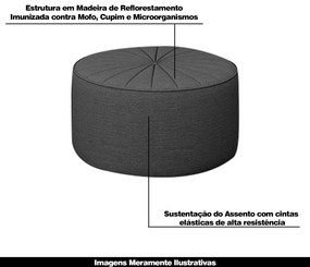 Puff Decorativo Sala De Estar Round Linho Chumbo G45 - Gran Belo