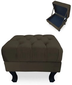Puff Baú Decorativo Capitonê Luis XV 50x40cm Suede Marrom - Sheep Estofados - Marrom