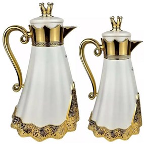 Conjunto de Garrafas Términas 1 Litro e 700 ML Sophie Luxo Quente Frio Inox Branca/Dourada G95 - Gran Belo