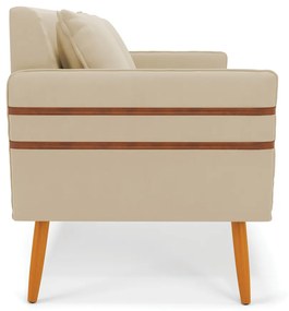 Namoradeira 02 Lugares Mari Suede Pés Palito Castanho - D'Rossi - Bege