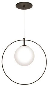 Pendente Ring Esfera Ø30X14Cm Globo Ø14Cm 01Xg9 - Old Artisan Pd-5601 (PRETO, FOSCO (Branco))