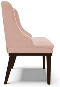 Kit 06 Cadeiras de Jantar Liz Veludo Rosê Base Fixa Madeira Preto D03 - D'Rossi