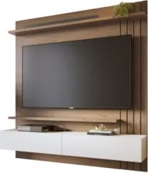 Painel TV 65 Pol Suspenso 150cm Buriti Amêndoa/Off White C05 - Mpozena
