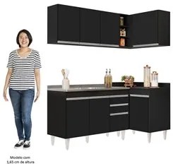 Armário de Cozinha Modulado de Canto Esquerdo 4 Peças CP48 com Pia Ino