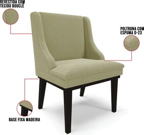 Cadeira Sala de Jantar Base Madeira Preto Liz Bouclê D03 - D'Rossi - Pistache