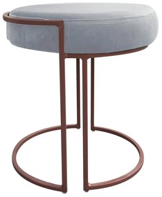Puff Redondo Base Industrial Cobre Kit 2 Love Suede D03 - D'Rossi - Cinza