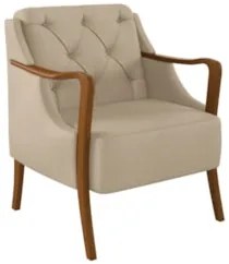 Poltrona Decorativa para Sala de Estar Capitonê Lapa Z32 PU Bege - Mpo