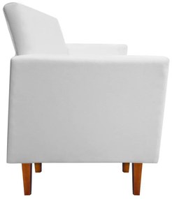 Namoradeira Jade 02 Lugares Corino Branco Pés Chanfrado Castanho - D'Rossi