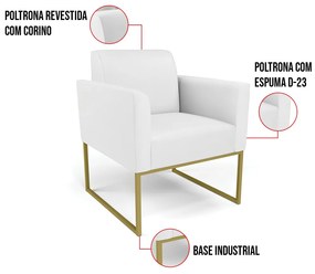 Poltrona Base Industrial Dourado Marisa Corino D03 - D'Rossi - Branco