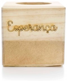 Porta Vela Quadrado Natal Esperança Madeira e Dourado 7 cm - D'Rossi