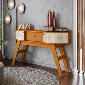 Aparador de Sala Pés Retrô de Madeira 136cm Fiorano Cinamomo/Off White M20 - D'Rossi