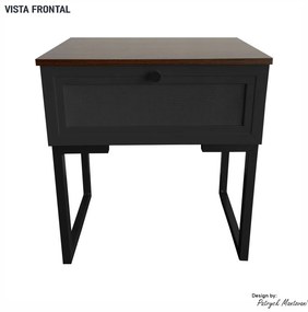 Mesa de Cabeceira Iron 1 Gaveta Imbuia/Preto - Vizzato - Preto