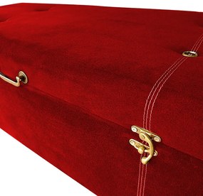 Cabeceira com Calçadeira Baú Casal 140cm Caribe Suede Vermelho - Sheep Estofados - Vermelho