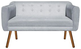 Kit 01 Namoradeira 02 Lugares e 01 Poltrona Julia Suede Cinza Pés Palito Castanho D'Rossi