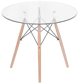 Mesa Eames DKR Base Madeira Tampo de Vidro 90cm - 71493 Sun House