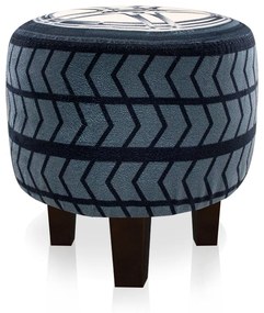 Puffinho Infantil Redondo Estampado Suede Pneu Carro Pés Chanfrado Tabaco - D'Rossi