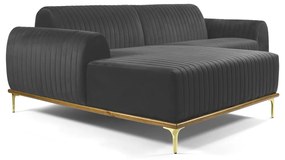 Sofá 3 Lugares Lisboa D07 com Chaise Esquerda 230cm Veludo Cinza - D'Rossi