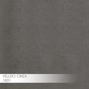 Puff Decorativo Base Bronze Elsa Veludo Cinza G41 - Gran Belo