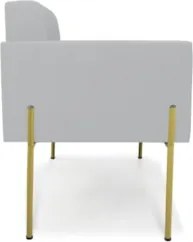 Poltrona Para Sala Pé Metal Dourado Kit 2 Ana Linho Cinza - Ibiza