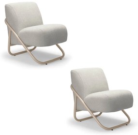 Poltrona Sala Estar Industrial Champanhe Kit 2 Martina Bouclê K01 - D'Rossi - Cinza