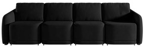 Sofá Cama Modulado Retrátil e Reclinável Decorativo Varsóvia 356cm Veludo Preto G33 - Gran Belo
