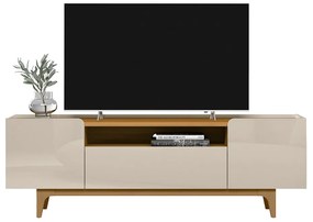 Rack Bancada Decorativo Flórida MDP/MDF TV até 75 Polegadas Portas Tauari/Off White G77 - Gran Belo