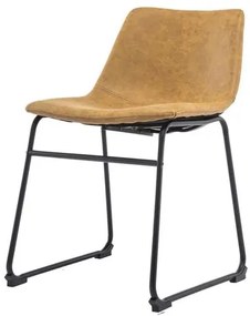 Cadeira Turtle Assento Courino Caramelo com Base Aco Preto - 51197 Sun House