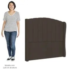 Cabeceira Casal Queen Cama Box 160cm Glenda Z04 Veludo Marrom - Mpozen