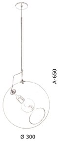 Pendente Globo Inclinado Ø30X65Cm Metal E Globo Ø30Cm 01Xe27 |Old Arti... (HONEY, CLEAR (TRANSPARENTE))