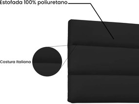 Painel La Italiana Para Cama Box King 195 cm Corino S04 - D'Rossi - Preto