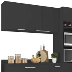 Armário de Cozinha Com Tampo CP02 180cm Pérola Preto Z34      - Mpozen
