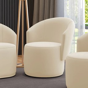 Poltrona Decorativa Orgânica Fixa para Sala Malu Veludo M11 - D'Rossi - Bege