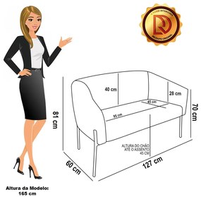 Sofá Namoradeira e 2 Poltronas Pé Ferro Pto Stella Bouclê D03 - D'Rossi - Menta