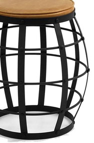 Kit 02 Bancos Decorativos Seat Garden Estofado Flora Preto Couro Marrom Claro G04 - Gran Belo