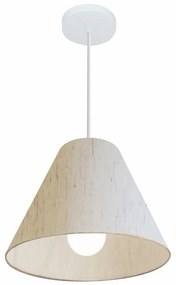 Lustre Pendente Cone Md-4028 Cúpula em Tecido 25/30x12cm Linho Bege - Bivolt