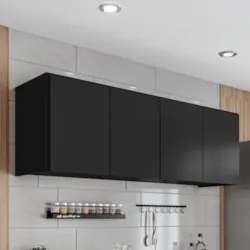 Armário de Cozinha Aéreo 118cm 4 Portas Monna Preto Z34     - Mpozenat