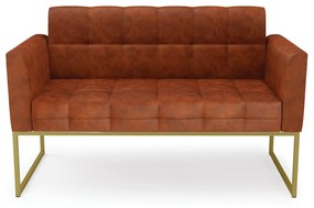 Sofá Namoradeira Elisa Corano Base Metálica Industrial Dourado - D'Rossi - Nozes