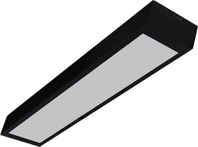 Plafon Sobrepor Led Retangular 54W Preto Luz Branco Frio