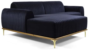 Sofá 3 Lugares Lisboa D07 com Chaise Esquerda 230cm Veludo Marinho - D'Rossi