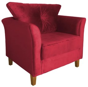 Kit Sofá Namoradeira + 2 Poltronas Ibis Decorativa Suede Vermelho