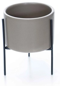 Cachepot Cinza com Suporte em Metal P 10X8 cm - D'Rossi