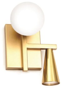 Arandela Swilver Mista Cone Fixo E Globo 13X14X20Cm Globo Ø08Cm 2Xg9 -... (DOURADO FOSCO / DOURADO BRILHO, FOSCO (Branco))