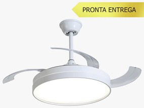 Ventilador De Teto Air Basic Branco Pás Retrátil Led 30W Multicolor Bi...