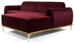 Sofá 255cm 4 Lugares com Chaise Direito Pés Gold Molino C-278 Veludo M