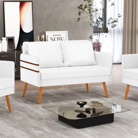 Namoradeira 02 Lugares Mari Corino Pés Palito Castanho - D'Rossi - Branco
