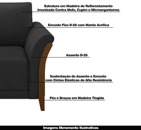 Kit 2 Poltronas Decorativas Pés em Madeira Market PU Preto G45 - Gran Belo