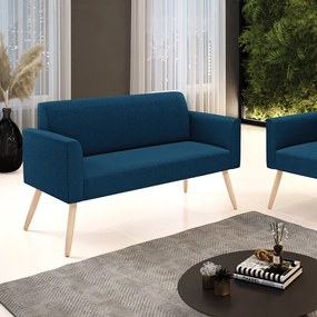 Sofá 2 Lugares Namoradeira Pé Palito Natural Marisa Bouclê D03 - D'Rossi - Azul